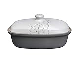  LISINA Keramik & Design - Keramik Brottopf L 34 x 22 x 17 cm (grau/weiß)