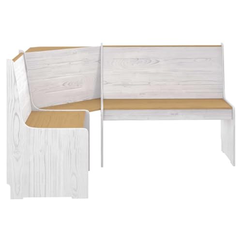 Banc d'angle en pin massif 151x118 cm marron miel et blanc - 5