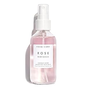 HERBIVORE Rose Hibiscus Coconut Water Hydrating Face Mist – Natural Dewy Glow, Organic Rose Water + Vegan Hyaluronic Acid, Plant-Based, Vegan, Cruelty-Free, 4 oz