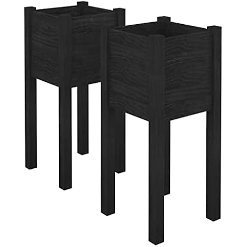 vidaXL 2X Massivholz Kiefer Pflanzkübel Hochbeet Pflanzbeet Gemüsebeet Pflanzkasten Blumenbeet Blumenkasten Blumenkübel Frühbeet Schwarz 31x31x70cm Cover