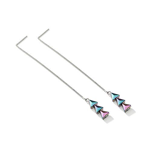 Preisvergleich Produktbild Ohrring 925 Sterling Silber Farbige Dreieck Ohrringe Lange Kopfhörer Temperament Persönlichkeit Kleine Ohrringe Hundert Passendes Zubehör
