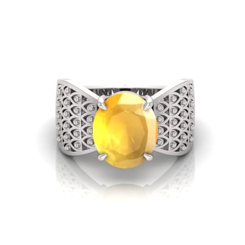 Saphir jaune naturel bague en argent anti-ternissement pour tous