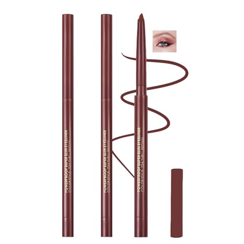 Waterproof Red Brown Eyeliner Pencil – Long-Lasting & Smudge-Proof, Highly Pigmented, Smooth Glide, Ultra-Fine Tip – Easy to Use, Ideal for Natural or Bold Eye Looks, Travel-Friendly