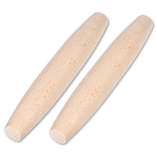 2 Pcs French Rolling Pin Dough Roller 7.9 Inches Beech Wood Tapered Rolling Pin for Pizza Dough Pie Crust Cookie Fondant Dumpling Pastry Pasta Kitchen Baking Supplies