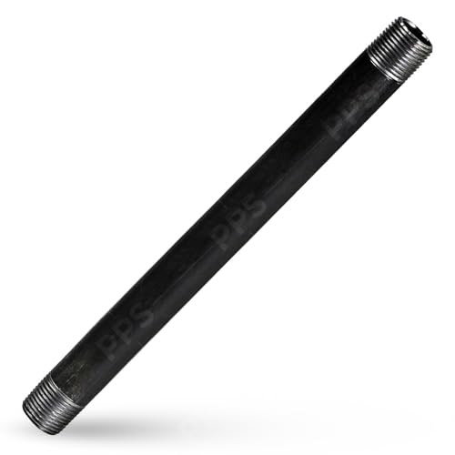 SupplyGiant 3/4 x 60 Inch Black Steel Pipe, Heavy Duty Industrial Malleable Iron Pipes, Pre Cut Threaded Nipple Great For All DIY Furniture And Black Pipe Shelving