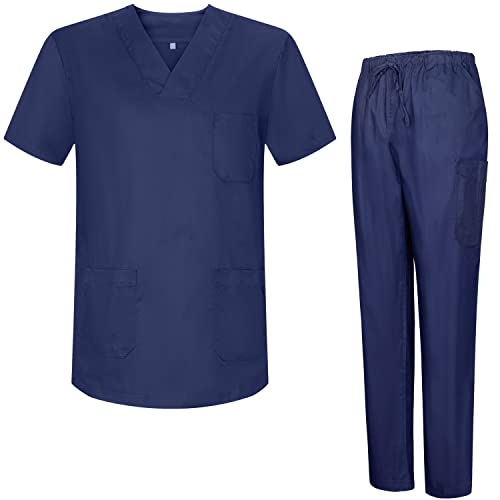 MISEMIYA - Unisex-Schrubb-Set - Medizinische Uniform mit Oberteil und Hose 817-8319 - Medium, Marineblau