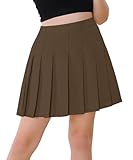 Womens Novelty Skirt, Skater Tennis Skirt High Waist School Uniform Pleated Skirt,Khaki, Size X-Large