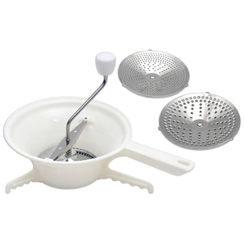Feriany Molinillo de Alimentos para Cortador de Verduras con 3 Discos Intercambiables Molinillo de Alimentos Cortador Manual Molienda para Salsa de Tomate Patatas
