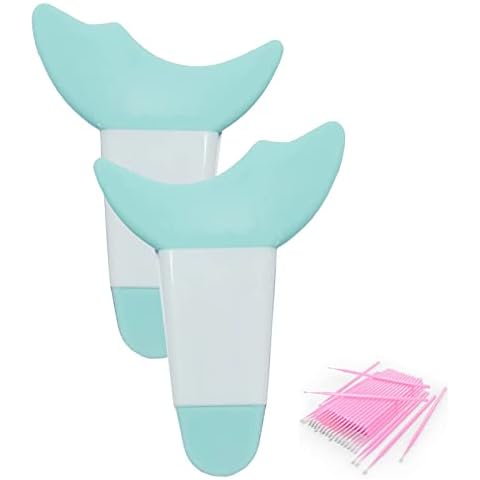 SHANPIN 2 Pcs Mascara Guard and Eyelash Separator, Mascara Eyelash Shield Applicator Guard Tool, Eyelash Auxiliary Guard Tool Pads for Eye Prevent Makeup Residue, and 100 Pcs Micro Applicator Brush Cover