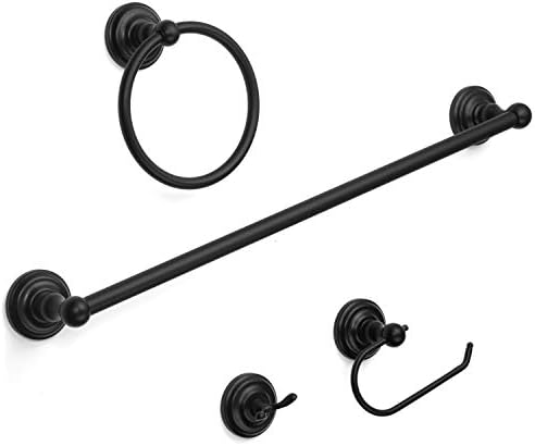 Designers Impressions Royal Series 4 Piece Black Bathroom Hardware Set: MBA5500-4
