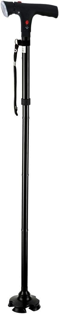 Cane, Folding Walking Cane With Alarm And LED Light Adjustable Height Walking Stick For Men And Women Aluminum Alloy Balancing Mobility Aid, Collapsible Cane