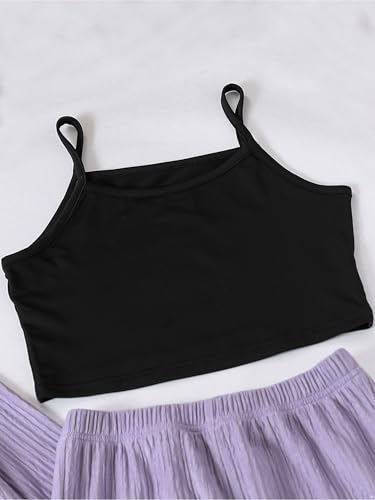 Kids Girls 3 Piece Sports Set Long Sleeve Button Down Top Camisole Cropped Vest and Pants Set3