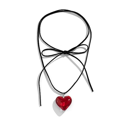 Heart Necklace for Women Adjustable Velvet Chain Love Red Pendant choker necklace Trendy Jewelry