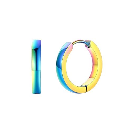 FaithHeart Stainless Steel Black/Silver/Gold Hoop Earrings for Men - Hypoallergenic Small Huggie Hoop Earrings Lightweight Sleeper Earrings Waterproof Cartilage Piercing Jewelry Gift 7-16mm