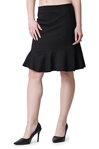Image of POPWINGS Casual Twill Frill Knee Length Pencil Skirt for Women || Stylish Summer Skirt for Women || Knee-Length Skirt for Women || Semi-Formal Women Skirt
