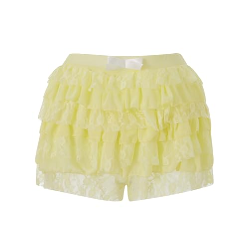 Image of NUFIWI Women Lolita Bloomers Ruffle Shorts Lace Cute Pumpkin Pants Sexy Boyshorts Layered Y2k Mini Shorts Pettipants
