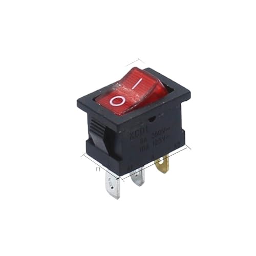 Interrupteur à bascule KCD1 ON-OFF 3 broches avec voyant rouge lumineux pour appareil 250V 10 pièces