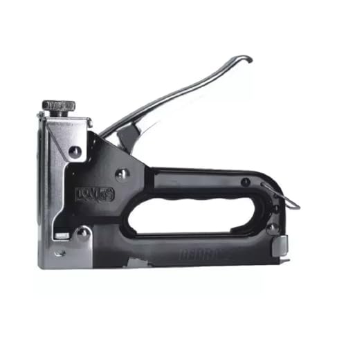 Polsterheftgerät, Tacker für Polsterarbeiten DEDRA 11Z002, Polster-Tacker, Klammerlänge 4–14 mm, einstellbare Schlagkraft, robuste Vollmetallkonstruktion, schnelles Arbeiten, Klammerntyp: D53