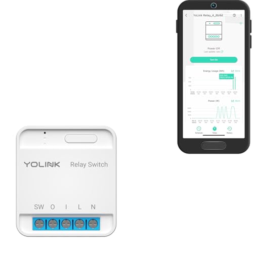 Image of YoLink Relay Switch for Indoor Lighting, Any Home Appliances, Electric Circuits, Office Equipment up to 15A, Real-Time Power Monitor, App Push, Email, SMS, Alexa, Google, IFTTT, HA, Hub Required