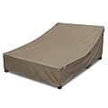Double Chaise Lounge Cover Outdoor 100% Waterproof Weather-resistant Polyester Fabric Patio Double Wide Lounge Chair Covers All-season Weatherproof Protection Cover for Outdoors Furniture, Camel