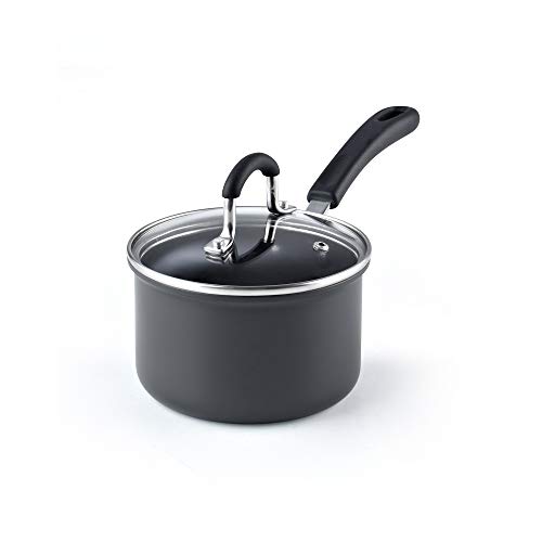 Cook N Home Professional Hard Anodized Nonstick Saucepan with Lid, Non Stick Sauce Pan, Small Kitchen Pot with Stay Cool Handles, 1.5-Quart, Black by Cook N Home - Used condition - US$16.74