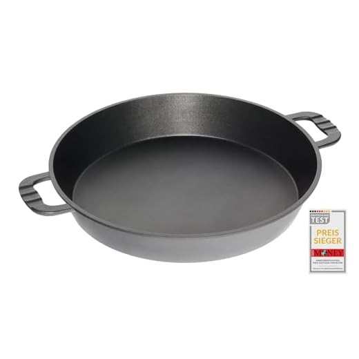 AMT Gastroguss "Klaus grillt Großraum - Grillpfanne für Garten und Grill, Ø 50 cm, 7 cm hoch, Aluguss mit Lotan® Antihaft-Veredelung, Ausführung ungeteilt ohne Steg, AMZN-KG-750