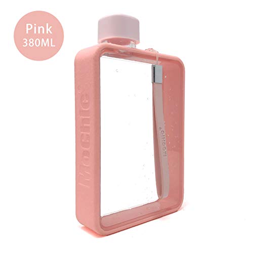 Mochic A5 Water Bottle Flat Portable Travel Mug Handbag Slim Cold 380ml (Pink)
