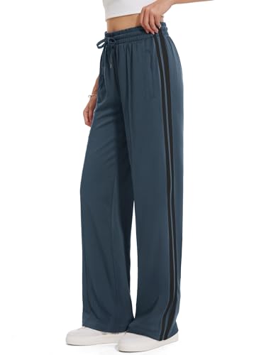 Tapata Pantalones de chándal para mujer de 28/30/32/34 con entrepierna holgada, pierna recta, pantalones de chándal para calentamiento, deportes, atletismo, correr, Gris oscuro, XXL
