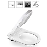 ★ 【TAPA DEL INODORO, TEMPERATURA CONSTANTE AGUA FRÍA】 ★ El bidé de la tapa del inodoro está conectado directamente al fregadero. Puede usar la perilla de control de presión de agua para ajustar el rociado de agua dulce a su gusto. Doble orificio de entrada, boquilla retráctil, disponible para hombres y mujeres, boquilla izquierda, adecuada para lavado de mujeres.