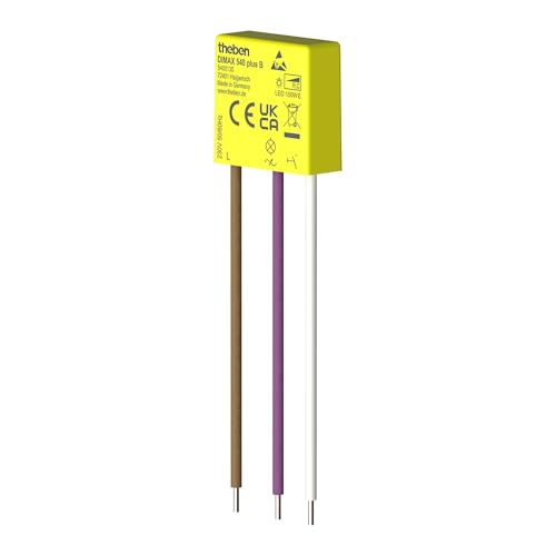 Theben 5400130 DIMAX 540 plus B - Mini Unterputz-Dimmer I benötigt keinen Neutralleiter I 100 m Kabellänge I Memory Funktion I Altbau, Nachrüstung und Renovierung I Einstellbare Mindesthelligkeit
