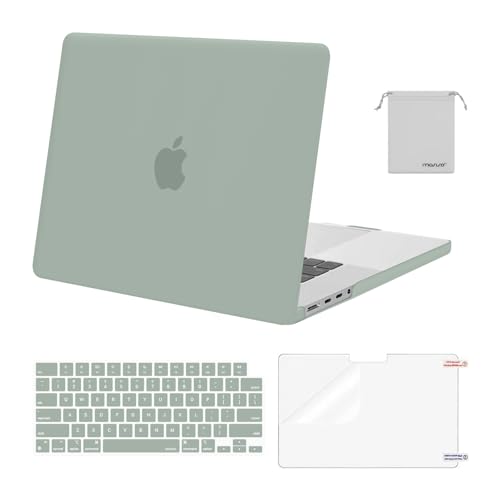 Image of MOSISO Compatible with MacBook Pro 16 inch Case 2025 2024 2023 2022 2021 M4 M3 M2 M1 A3403 A3186 A2991 A2780 A2485 Pro Max, Plastic Hard Shell&Keyboard Cover&Screen Film&Storage Bag, Antique Green