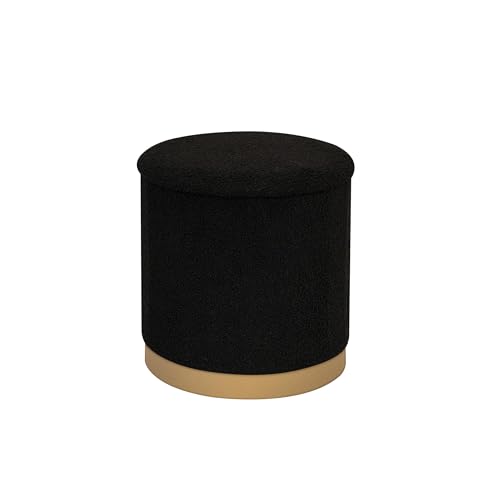 B FSOBEIIALEO Ottoman with Stroage, 38cm Round Boucle Foot Rest, Black by B FSOBEIIALEO - Used condition - CA$34.19
