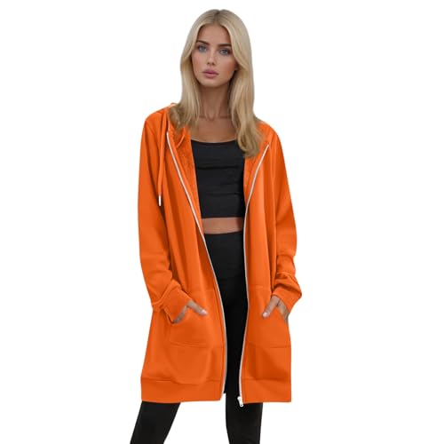 Long Zip Up Hoodie Women Fleece Lined Oversized Tunic Sweatshirt Drop Shoulder Knee Length Fall Winter Hooded Jacket2