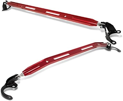 HYPERSPEED Strut Bar Front Rear Upper Tower Brace Bar CNC Aluminum Compatible with Honda Civic/CRX/Civic Del Sol Fit for Acura Integra, Automotive Replacement (Front+Rear Upper, Red)