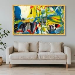 XINBAO Lienzo abstracto, pintura urbana colorida, arte mural contemporáneo, decoración expresionista para el hogar (55 x 110 cm/marco interior)