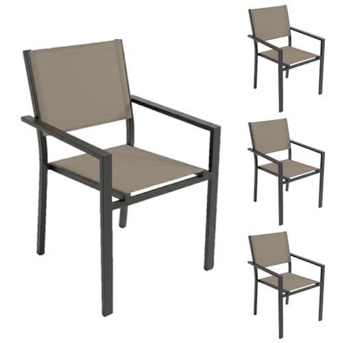 LOLAhome Set de 4 Sillas Thais de Aluminio
