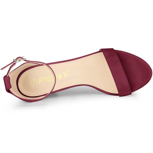 Allegra K Allegra K Women's Buckle Ankle Strap High Chunky Heels Burgundy Sandals 8.5 M US