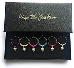 Libby's Market Place Celtic Hearts Wine Glass Charms with Small Beads with Gift Box