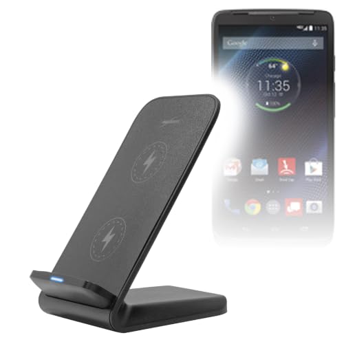 BoxWave Charger Compatible with Motorola Droid Turbo - Wireless QuickCharge Stand (15W), Desktop Viewing Wireless Charging - Jet Black