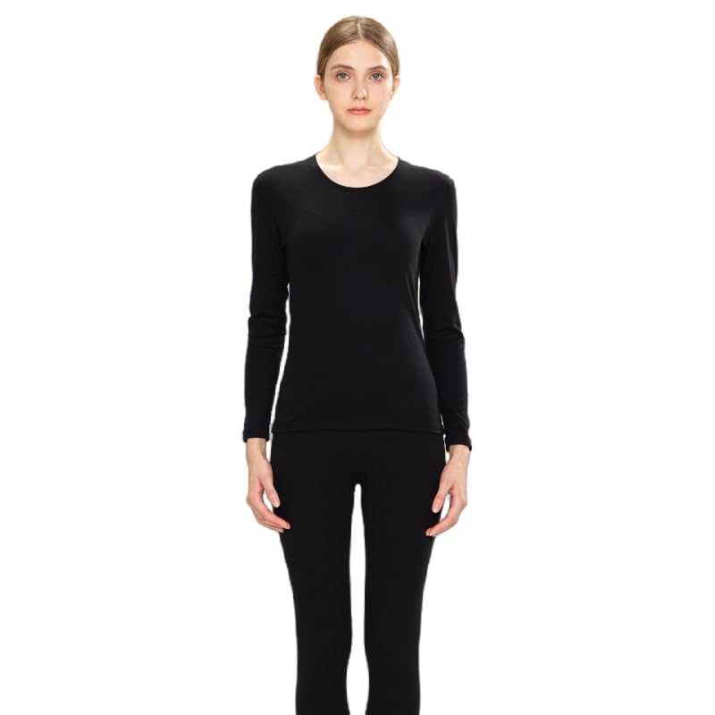 Damen Thermounterwäsche Set Baumwolle Rundhals Langarm Base Layers Set