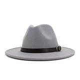 Material: Baumwolle. ZiWen Lu Männer 2020 Filzhut Cotton Wide Band Tiroler Hut Fedora-Hut-Jazz-Hut-Damen-Herbst-Winter-Panama-Hut Formal (Color : Gray, Size : 56-58cm)