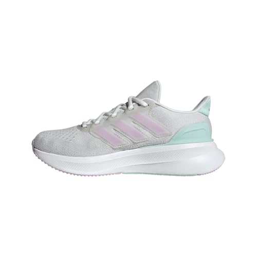 adidas Ultrarun 5 Elastic Lace & Strap Sneaker, Grey/Bliss Lilac/Semi Flash Aqua, 2 US Unisex Little Kid
