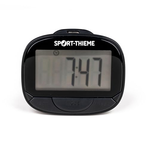 Sport-Thieme Schrittzähler 2GO | Echtzeit-Tracking von Schritten, Wegstrecke und Kalorien | Step-Funktion | Individuell | Kunststoff | 60x50x15 mm | Schwarz | Batteriebetrieben | 37 g
