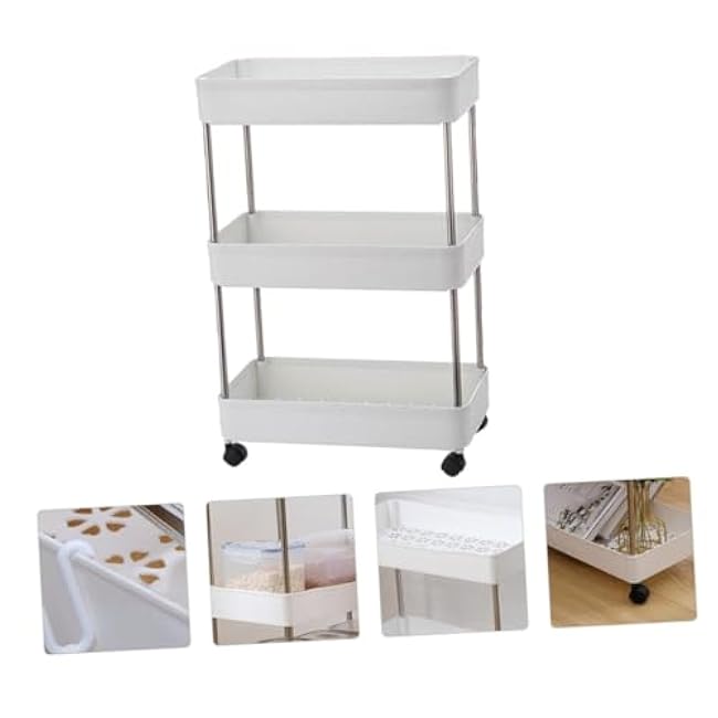 Storage Rack with Wheels Rolling Shelf Cart for Bathroom Kitchen Office Organizer with Large Capacity for Home Storage-FoiIm8Iy