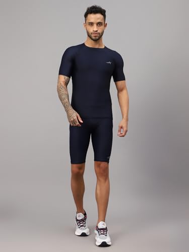 Image of Vector X Unisex Adults Compression Bottom Sports Shorts Body fit Ideal for Cycling,Swimming, Skating, Gym, Fitness (L) Navy