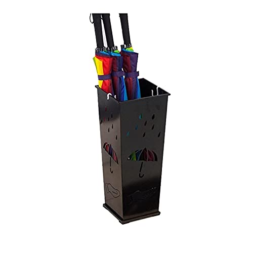 Porte-parapluies en métal noir 17x17x50cm pour appartement et bureau moderne