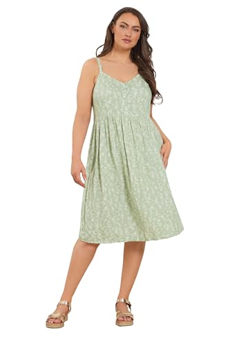 Image of Yours Curve Sage Green Ditsy Floral Strappy Sundress - Women's - Plus Size Curve
