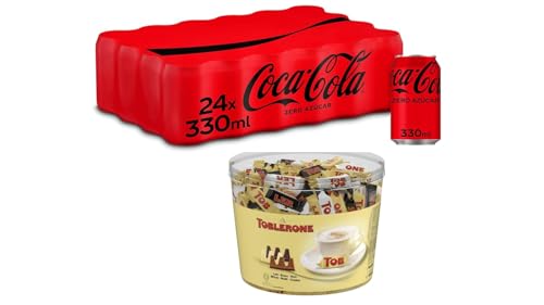 Coca-Cola Zero Azúcar, Pack de 24 latas de 330ml + Toblerone Surtido de Mini Chocolate Suizo Mix de Sabores: 904g