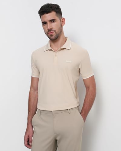 Image of MUFTI Black Solid Polo T Shirt