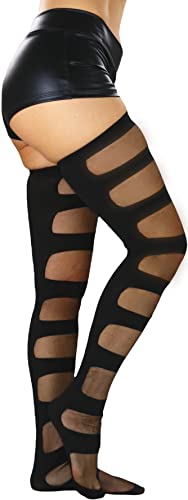 Image of ToBeInStyle Women's Vibrant Horizontal Wide Striped Thigh High Stockings